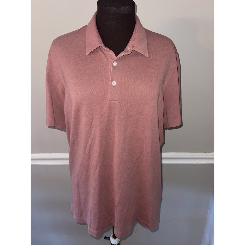Theory Pima Cotton Mens Polo Shirt Sz‎ L Salmon Color